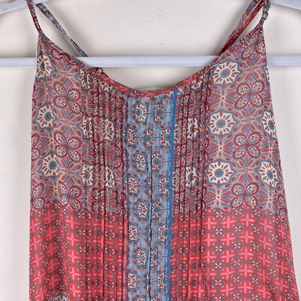 Dex | Bohemian Vintage Style Festival Geometric Print Chiffon Dress | L - Picture 2 of 5